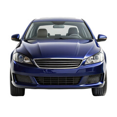 navy blue car front view isolated on transparent white background, clipping path