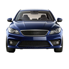 Fototapeta premium navy blue car front view isolated on transparent white background, clipping path