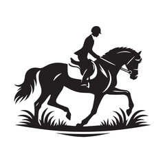Equestrian Silhouette line art vector illustration on white background