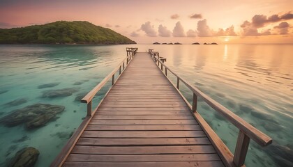 Obraz premium Ocean Crossing Wooden Path to Tranquility