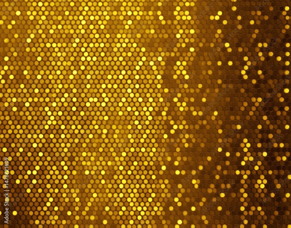 Poster golden shimmering dots background with a textured surface.