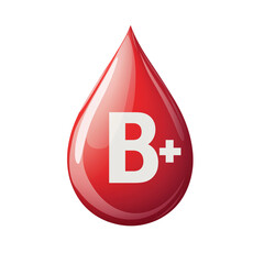Blood type B positive symbol in bright red. PNG image, transparent background