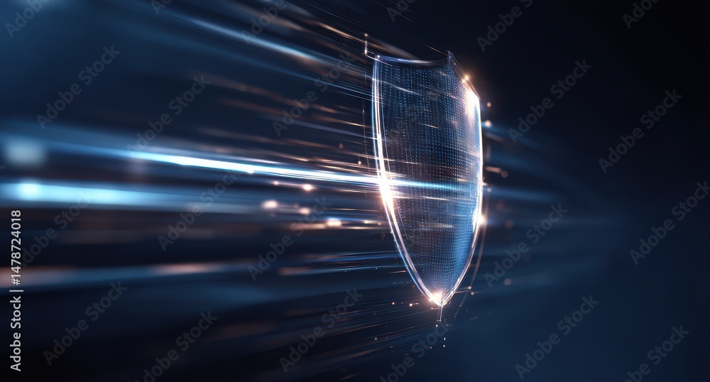 Poster abstract digital shield design with motion blur.