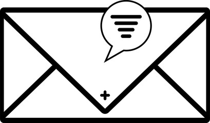 icon notification open mail, open message notification, envelope with pop up notification, flat style icon