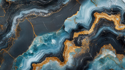 Obraz premium Black and blue marble stone background, fossil texture