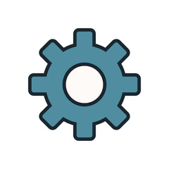 Minimalist Gear Symbol for Technology and Engineering Concepts in Clean Flat Vector Illustration Style