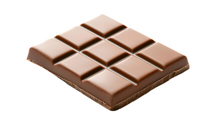 Smooth Milk Chocolate Bar with Eight Segments on a Transparent Background