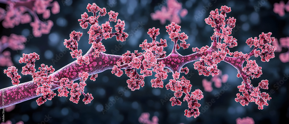 Poster pink neuron branching with clustered structures