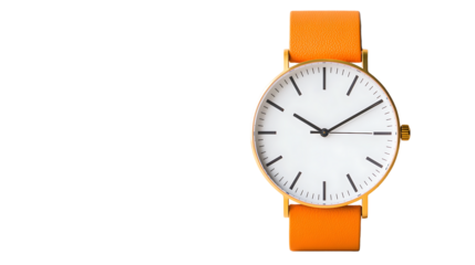 Modern watch with orange leather strap and minimalist white dial for stylish fashion accessory enthusiasts