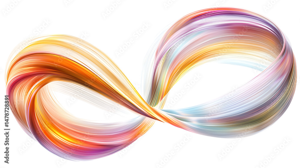 Poster colorful flowing abstract swirls creating a vibrant infinity symbol in smooth gradient hues