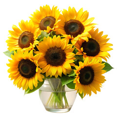 Arranged Sunflower Bouquet Digital Art, Print Design High-Resolution Transparent PNG.