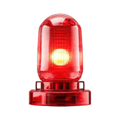 A red emergency light with a bright yellow bulb glows against a black background