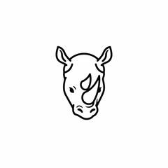 Rhino Head Line Art - Minimalist Wildlife Icon