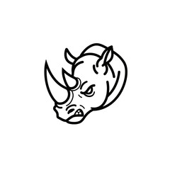 Rhino Head Outline: Bold Wildlife Symbol