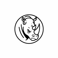 Rhino Icon: Bold Black and White Animal Symbol