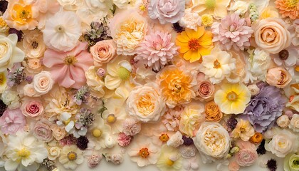 A colorful floral arrangement of pastel blooms.