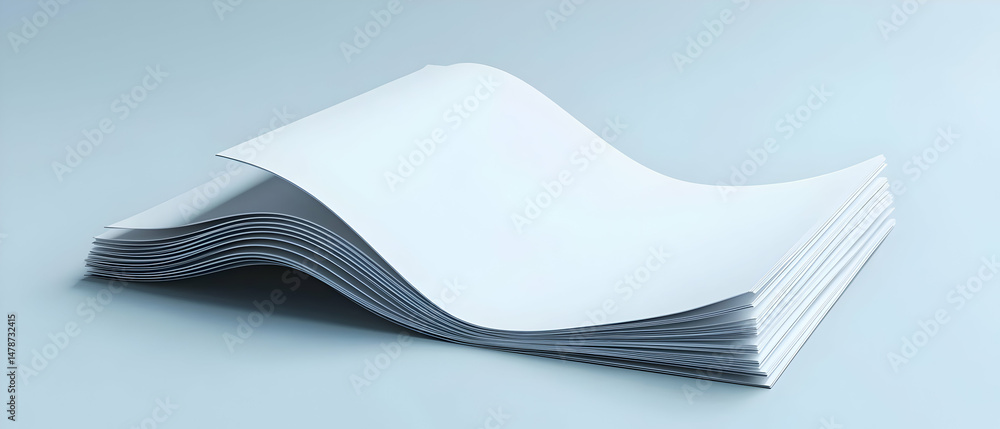 Poster folded stack of white paper with abstract black pattern