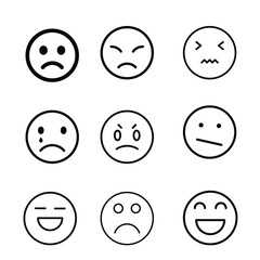 Emoticon Collection A Variety of Facial Expressions in Line Art Style