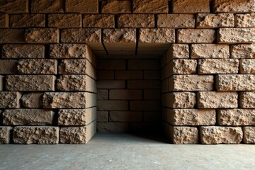 Textured Brickwork Niche A Recessed Architectural Detail in a Building Under Construction