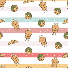 kawaii food seamless pattern for background