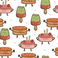 kawaii food seamless pattern for background