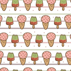 kawaii food seamless pattern for background