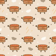 kawaii food seamless pattern for background