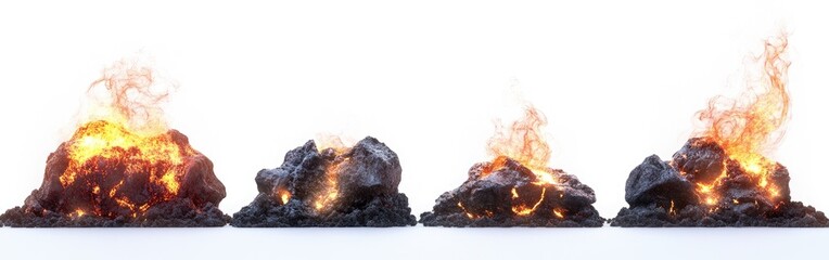 Stages of a Fire in a Pile of Rocks