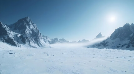 Snowy Mountain Landscape In Winter