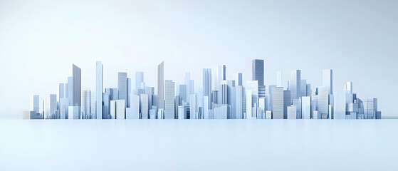 Fototapeta premium Abstract Geometric Cityscape In White