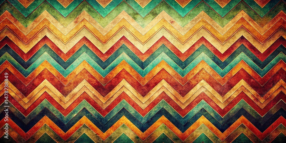 Poster vintage abstract zigzag pattern background with organic lines - retro style texture