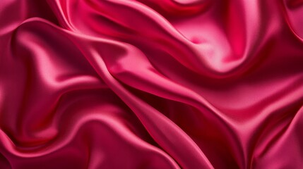 Obraz premium Luxurious Vibrant Red Pink Satin Fabric with Elegant Cascade Flow