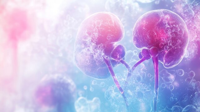 Artistic Illustration of Podocytes in Human Kidney with Colorful Background