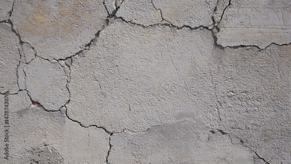 Poster cracked wall with rough texture. grey tone and damaged surface creating natural abstract pattern