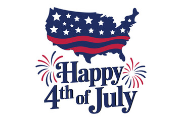 Happy 4th of July vector with white background