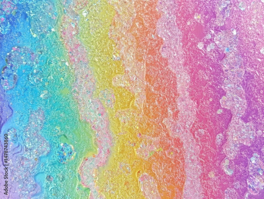 Poster rainbow glitter texture close up abstract art background with iridescent sparkles and pastel color g