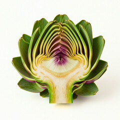 Sliced artichoke on white background