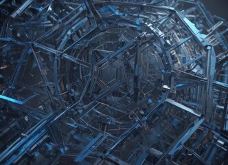 Stylized blue engineering diagram, geometric shapes, abstract lines, technical design ,  abstract,  grid,  industrial