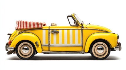 Fototapeta premium Yellow vintage convertible toy car (1)