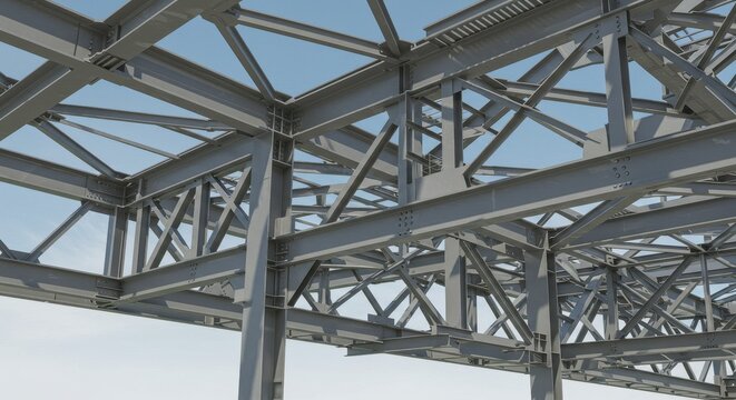 Steel Framework Construction Against Blue Sky