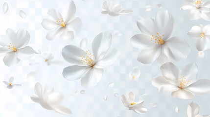 Floating white flowers on transparent background. [Dust Opera] | Dusty Flourish | soft embellishment. Illustration