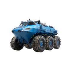 Fototapeta premium Futuristic Blue Amphibious 6x6 Military Vehicle - 3D Render