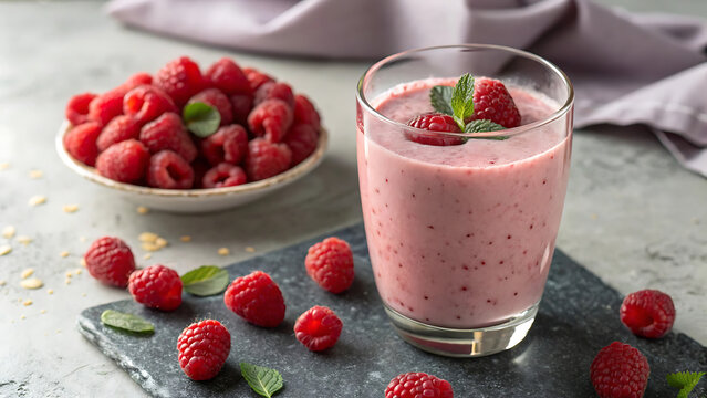 A glass of cocktail smoothe with roseberry