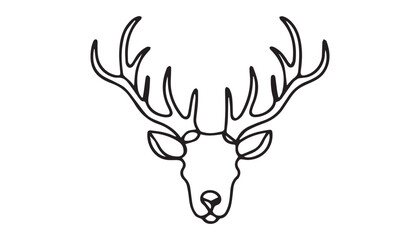 Continuous one single minimal line drawing reindeer