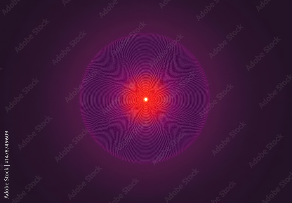 Wall mural abstract cosmic sphere. a vibrant red orb within a deep purple sphere. intricate light gradients sug