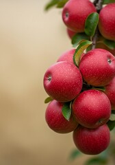 Obraz premium 瑞々しい紅リンゴ 豊かに実る枝