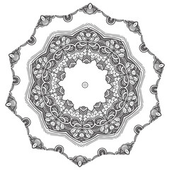 Beautiful creative mandala floral decorative element coloring book page