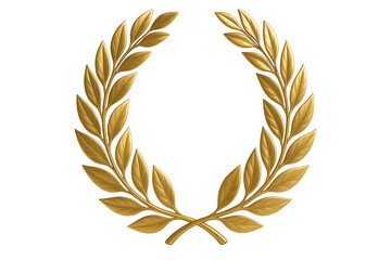 3D Golden laurel wreath symbolizing victory. transparent background.