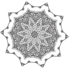 Beautiful creative mandala floral decorative element coloring book page