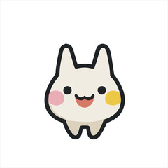 Cute Kawaii Animal Character with Blush Cheeks and Happy Face
